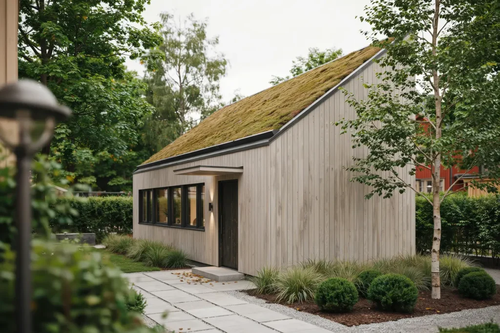 byggnation av isolerat poolhus med sedumtak i norrmalm vasastan